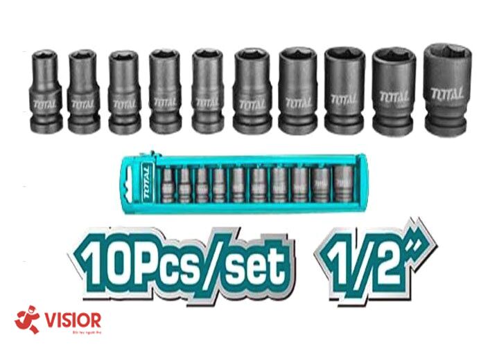 BỘ 10 ĐẦU TUÝP TOTAL 1/2 INCH (10-24MM) DÀI 38MM THISTD12101