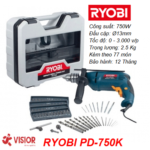 MÁY KHOAN CẦM TAY 750W 13LI RYOBI PD- 750K