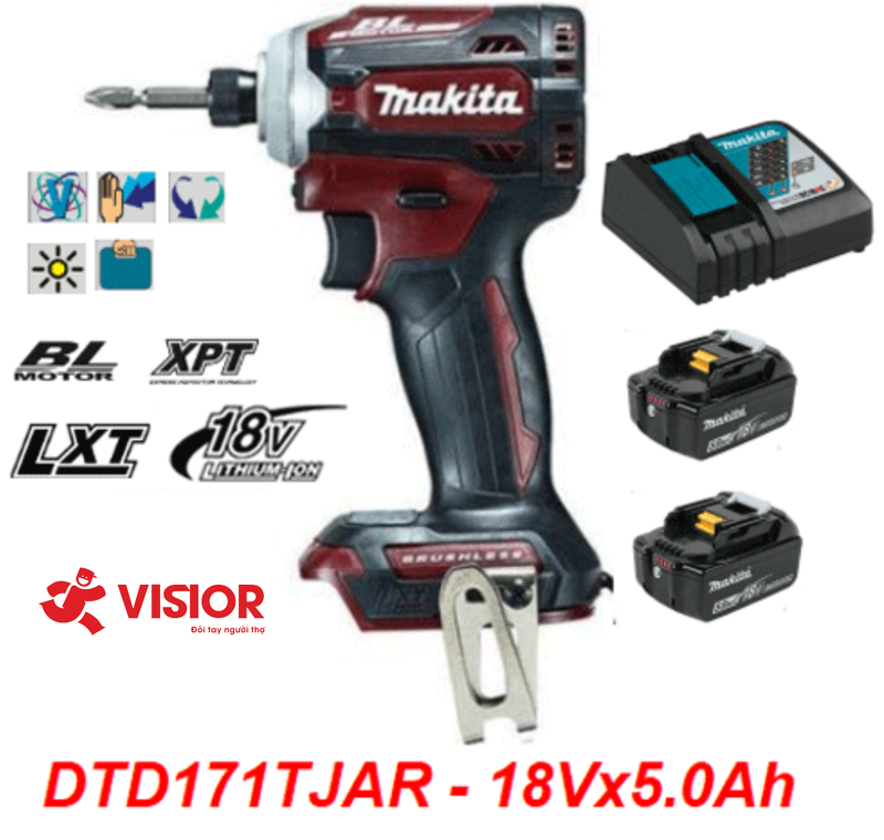 MÁY BẮT VÍT ĐỘNG LỰC DÙNG PIN MAKITA DTD171TJAR( MÀU ĐỎ)