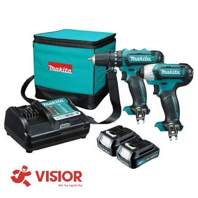 BỘ MÁY KHOAN MÁY VẶN VÍT DÙNG PIN 12V MAKITA CLX228S