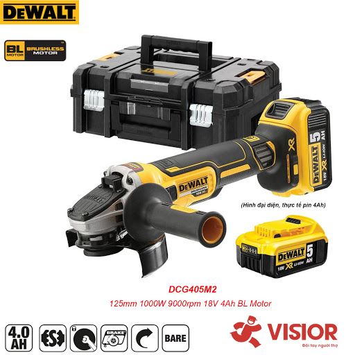 MÁY MÀI GÓC DÙNG PIN 18V DEWALT 100MM DCG405P2 MÁY, SẠC, 2PIN*5AH VALI