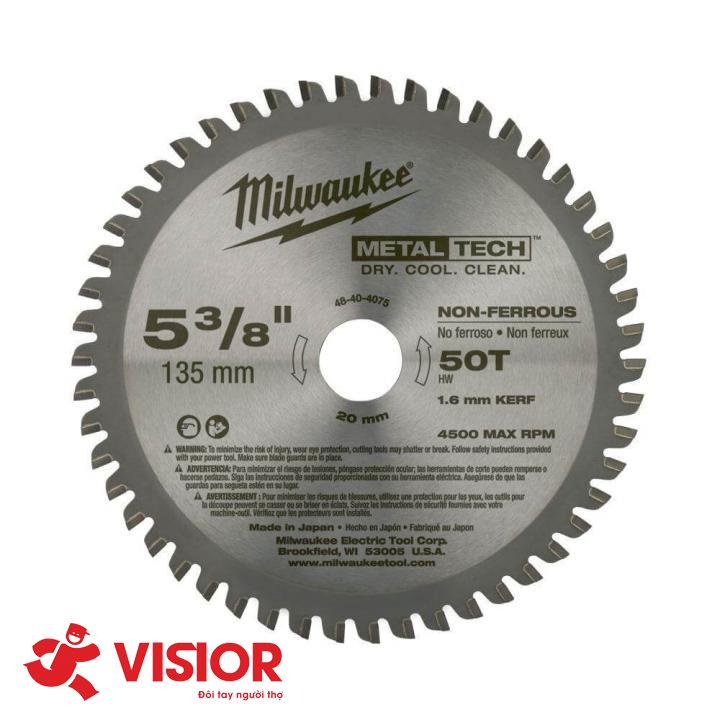 LƯỠI CẮT KIM LOẠI 50T 137MM MILWAUKEE 48-40-4075