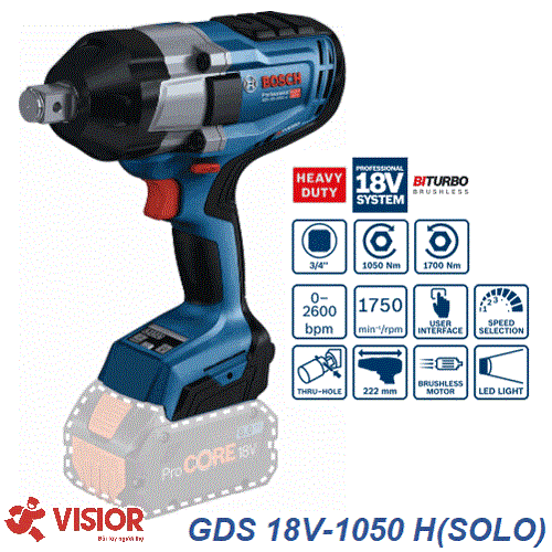 MÁY VẶN BU LÔNG DÙNG PIN BOSCH GDS 18V-1050 H (SOLO)