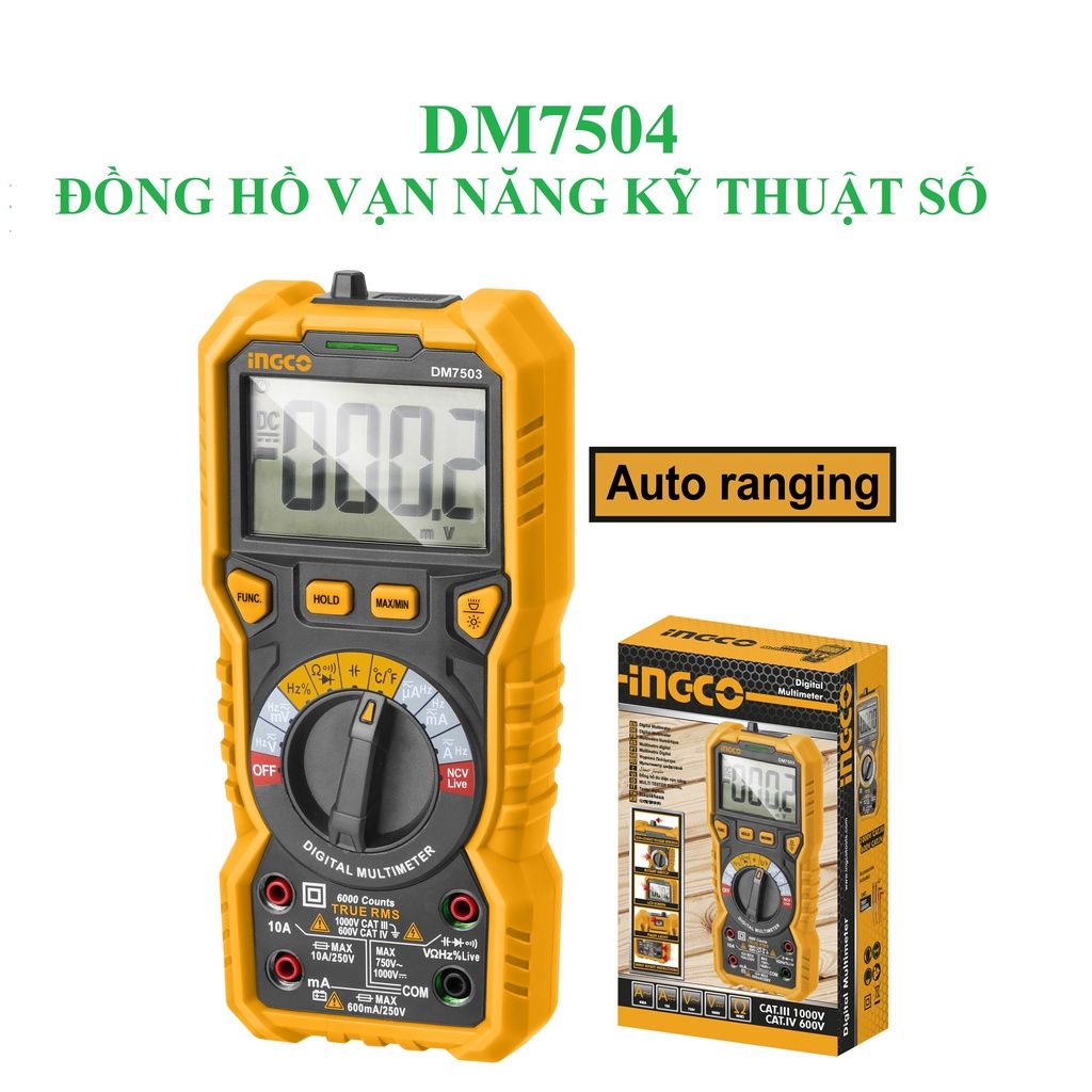 ĐỒNG HỒ VẠN NĂNG KỸ THUẬT SỐ (6000 SỐ ĐẾM) INGCO DM7504