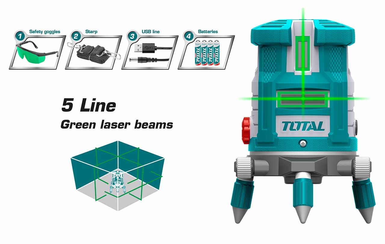 MÁY CÂN MỰC 5 TIA TOTAL TLL305205 (TIA XANH)