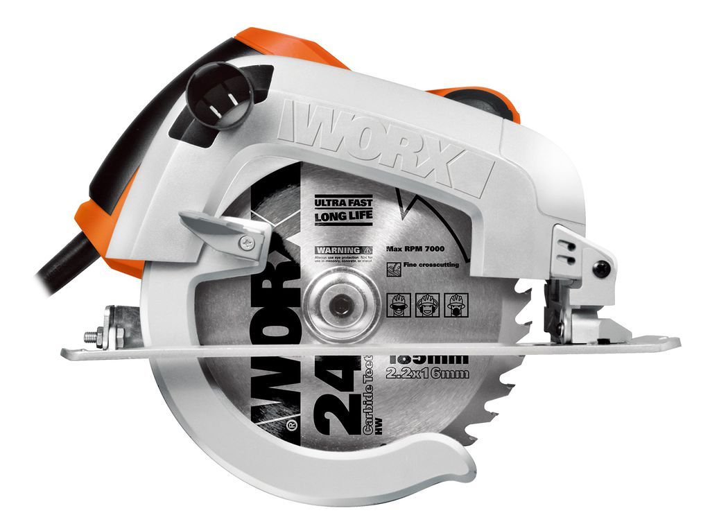 MÁY CẮT GỖ CÓ TIA LAZER ĐỊNH VỊ ĐƯỜNG CẮT WX445 WORX ORANGE