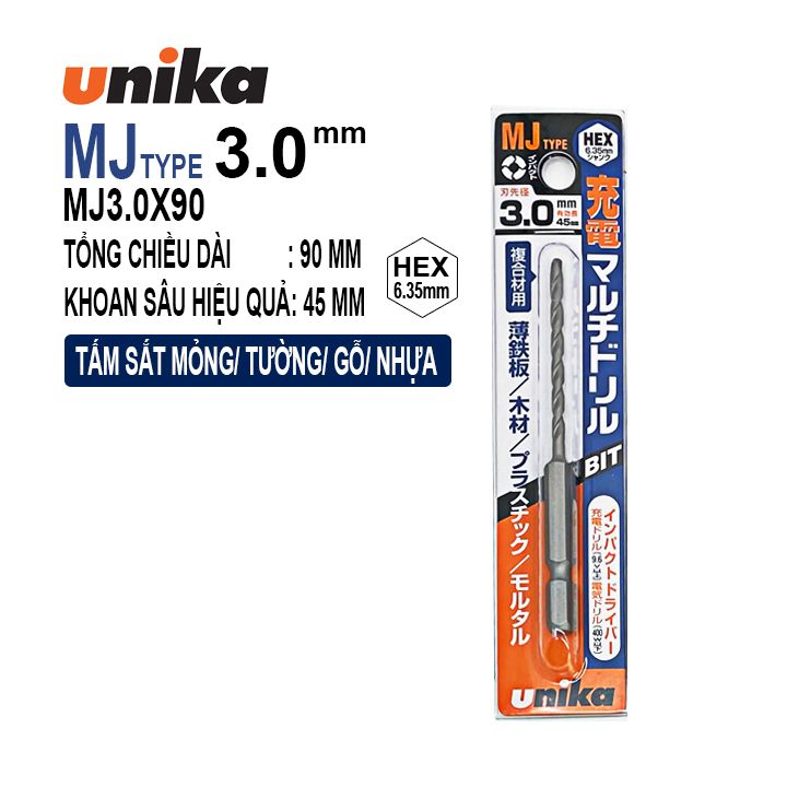 MŨI KHOAN ĐA NĂNG CHUÔI LỤC GIÁC UNIKA MJ3.0X90mm