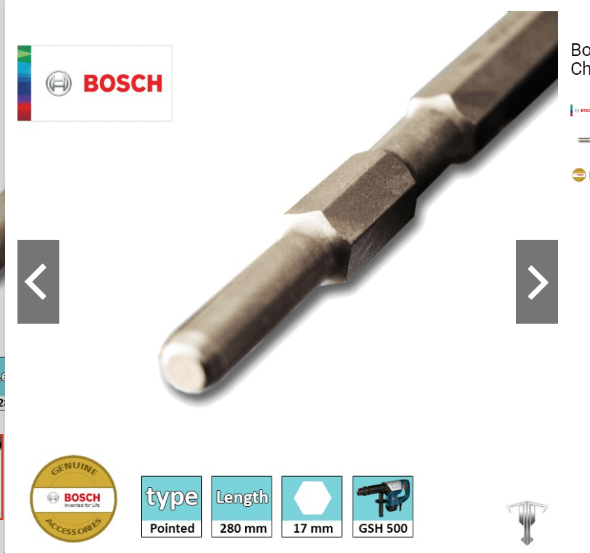 MŨI ĐỤC DẸT HEX 17X280MM BOSCH 2608684885