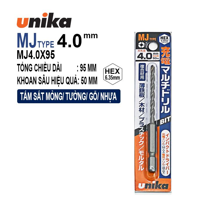 MŨI KHOAN ĐA NĂNG CHUÔI LỤC GIÁC UNIKA MJ4.0X95mm