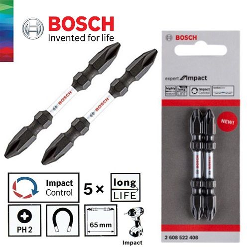 ĐẦU VẶN VÍT NGẮN DÒNG EXPERT BỘ 2 MŨI (PH2- 65MM) BOSCH 2608522408