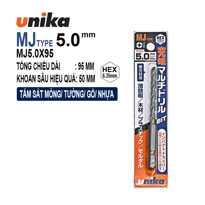 MŨI KHOAN ĐA NĂNG CHUÔI LỤC GIÁC UNIKA MJ5.0X95mm