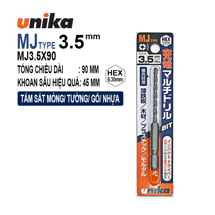 MŨI KHOAN ĐA NĂNG CHUÔI LỤC GIÁC UNIKA MJ3.5X90mm