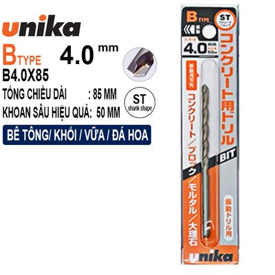 MŨI KHOAN BÊ TÔNG VÀ GẠCH MEN UNIKA B4.0X85