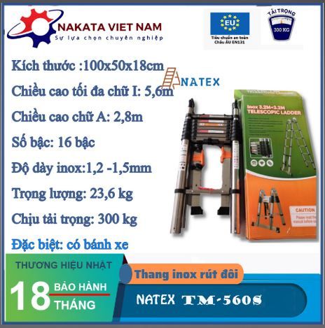 THANG RÚT ĐÔI INOX NATEX 2M8+2M8 TM560S