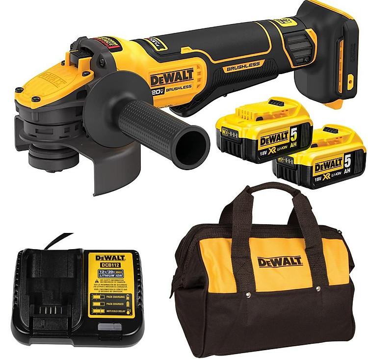 MÁY MÀI GÓC 100MM DÙNG PIN 18V DEWALT DCG409P2 (Máy, Sạc, 2pin*5Ah Túi vải)