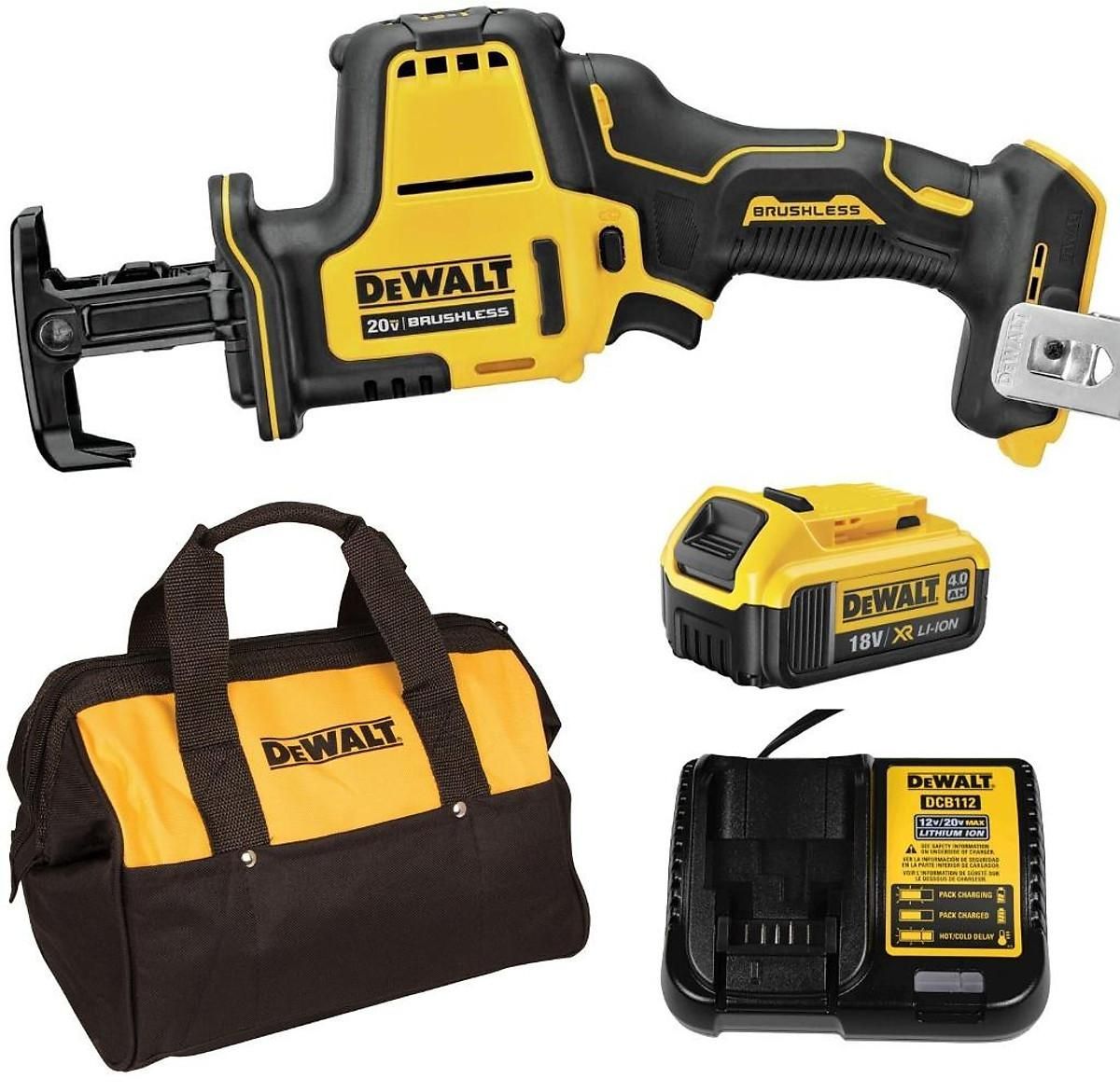 MÁY CƯA KIẾM DÙNG PIN 20V MAX DEWALT DCS369M1 - Máy,Sạc, 1pin*4Ah Túi vải