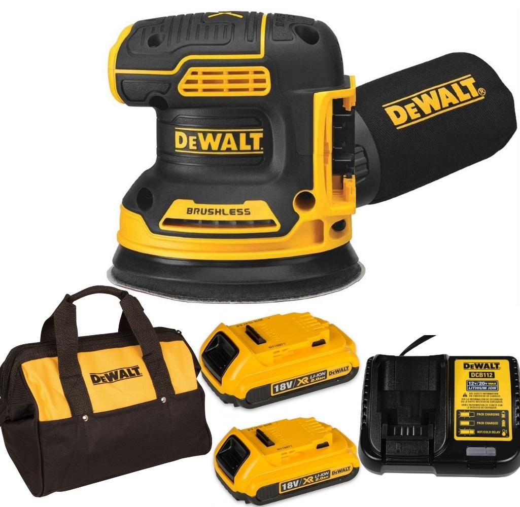 MÁY CHÀ NHÁM TRÒN 125MM DÙNG PIN 18V DEWALT DCW210D2 - Máy, Sạc, 2pin*2Ah Túi vải