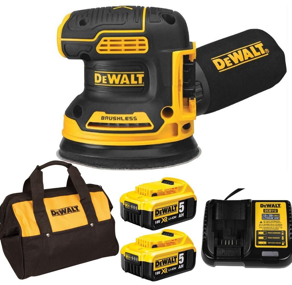 MÁY CHÀ NHÁM TRÒN 125MM DÙNG PIN 18V DEWALT DCW210P2 - Máy, Sạc, 2pin*5Ah Túi vải