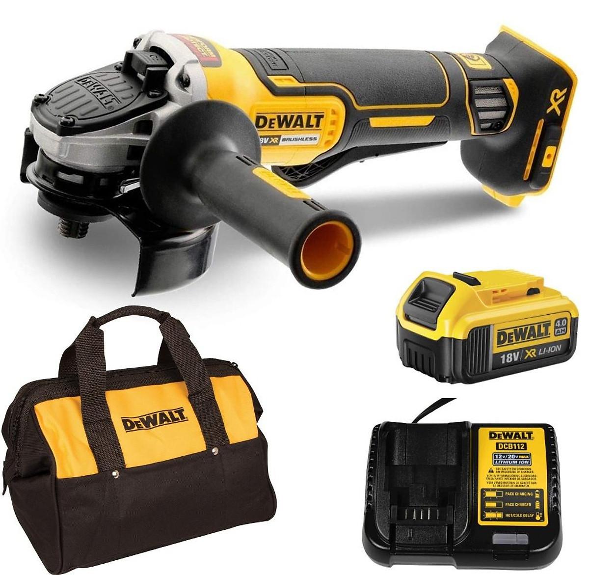 MÁY MÀI GÓC 100mm DÙNG PIN 20V DEWALT DCG406M1 - sạc, 1 pin * 4.0Ah, túi vải