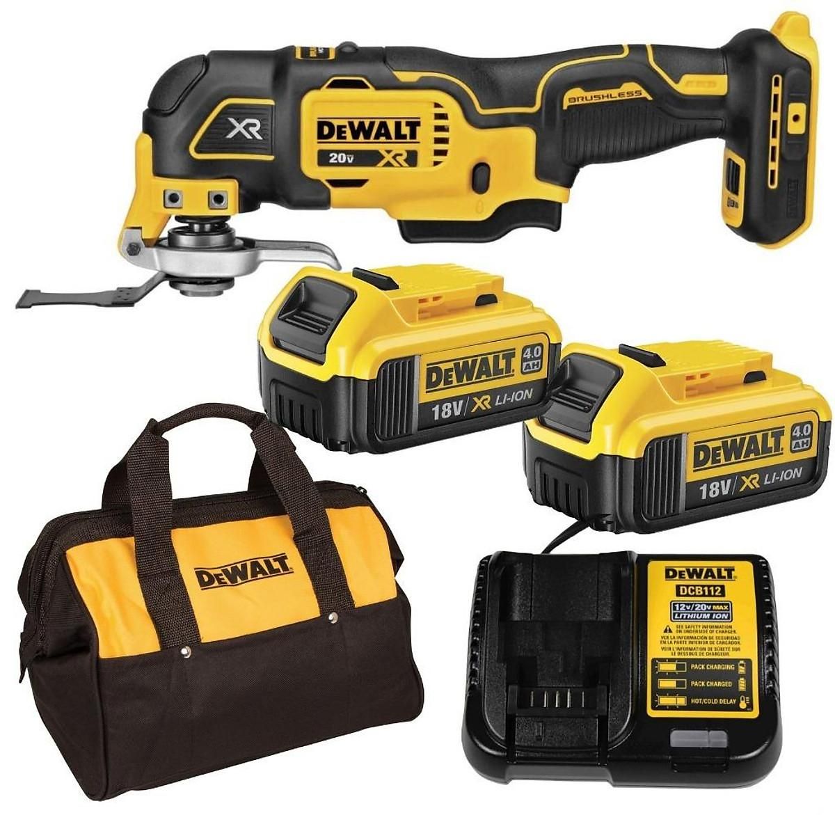 MÁY CẮT ĐA NĂNG DÙNG PIN 20V DEWALT DCS356M2 - Máy,Sạc, 2pin*4Ah Túi vải