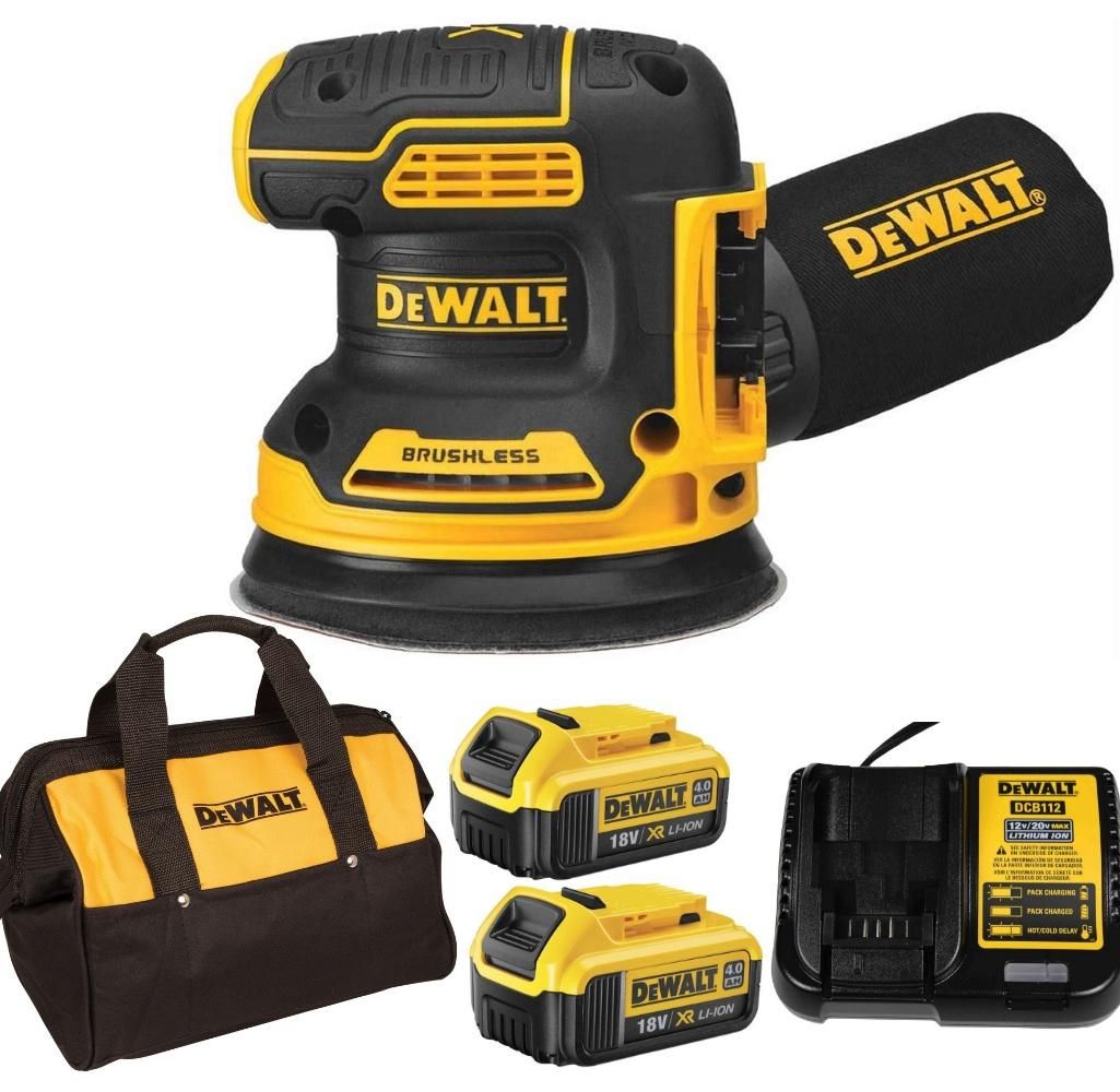 MÁY CHÀ NHÁM TRÒN 125MM DÙNG PIN 18V DEWALT DCW210M2 - Máy, Sạc, 2pin*4Ah Túi vải