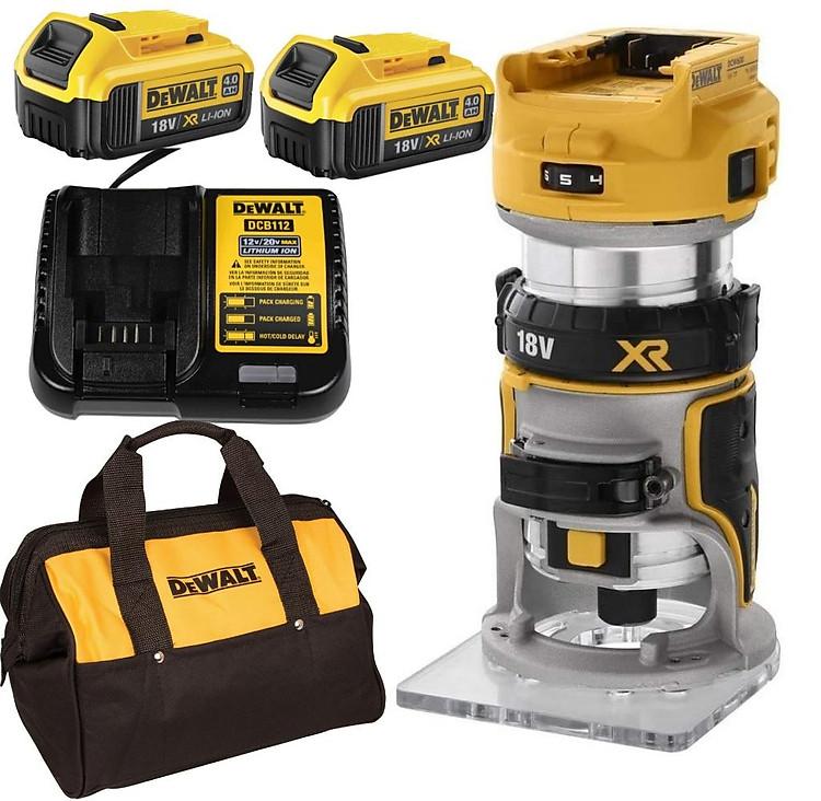 MÁY PHAY DÙNG PIN 18V DEWALT DCW600M2 - Máy, Sạc, 2pin*4Ah Túi vải