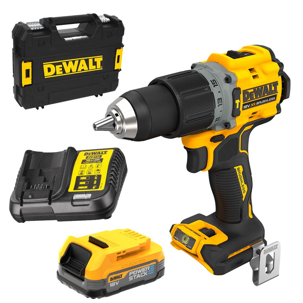 MÁY KHOAN DÙNG PIN 20V DEWALT DCD805E1 - Máy,sạc, 1pin*1.7Ah Powerstack ,Vali