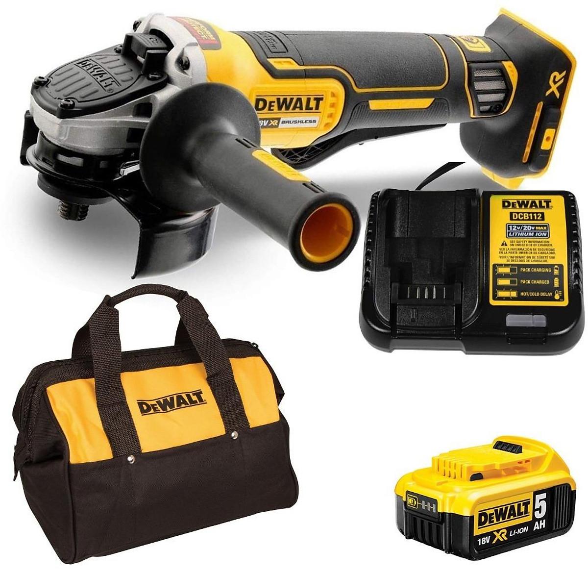 MÁY MÀI GÓC 100mm DÙNG PIN 20V DEWALT DCG406P1 -  (sạc, 1 pin * 5.0Ah, túi vải)