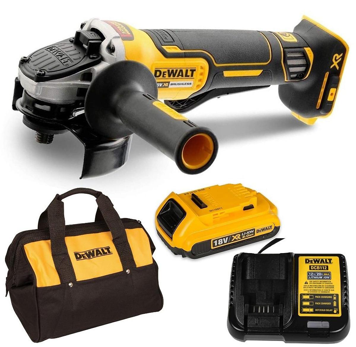 MÁY MÀI GÓC 100mm DÙNG PIN DEWALT DCG406D1 (sạc, 1 pin * 2.0Ah, túi vải)