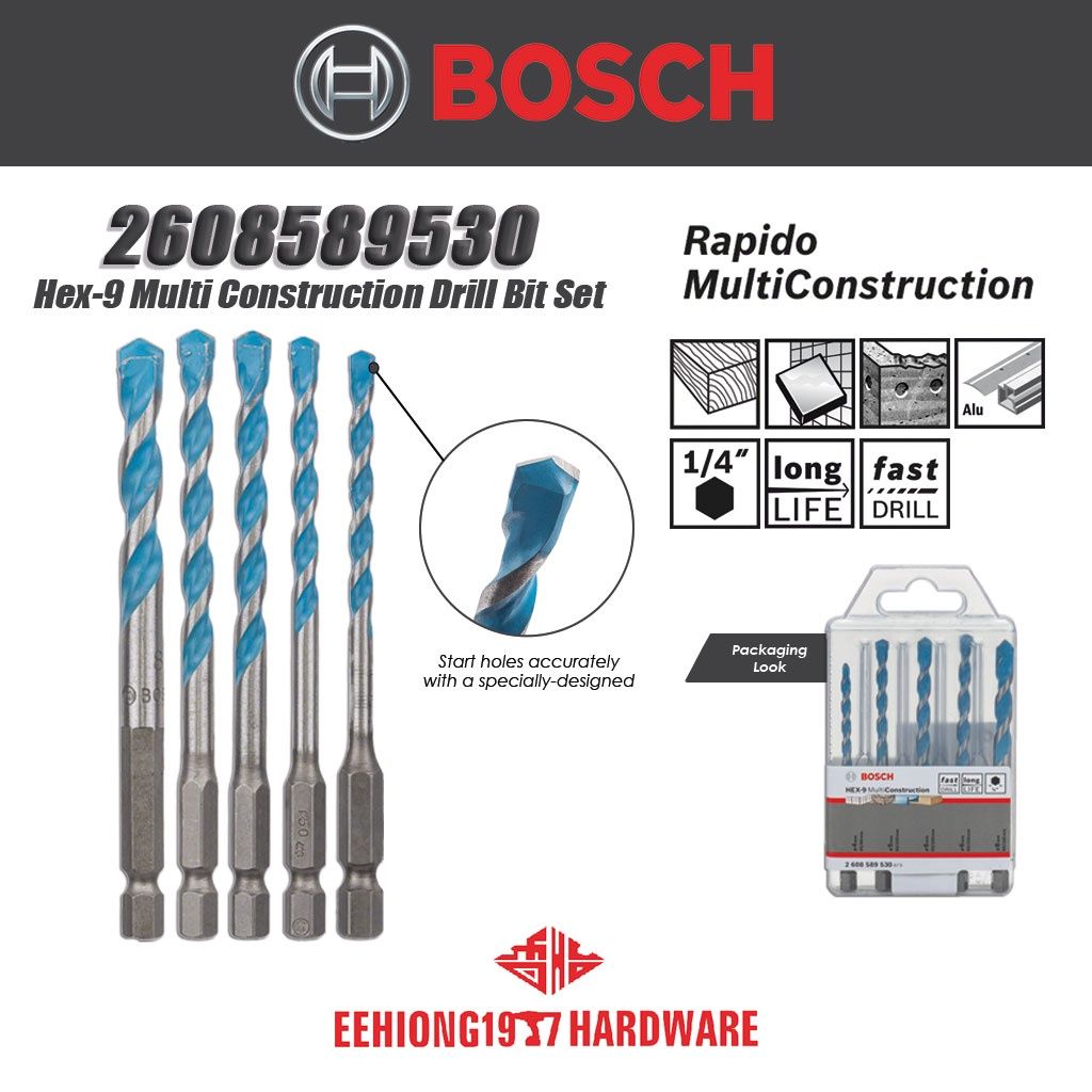 MŨI KHOAN ĐA NĂNG HEX-9 (5 mũi 4/5/6/6/8) BOSCH 2608589530