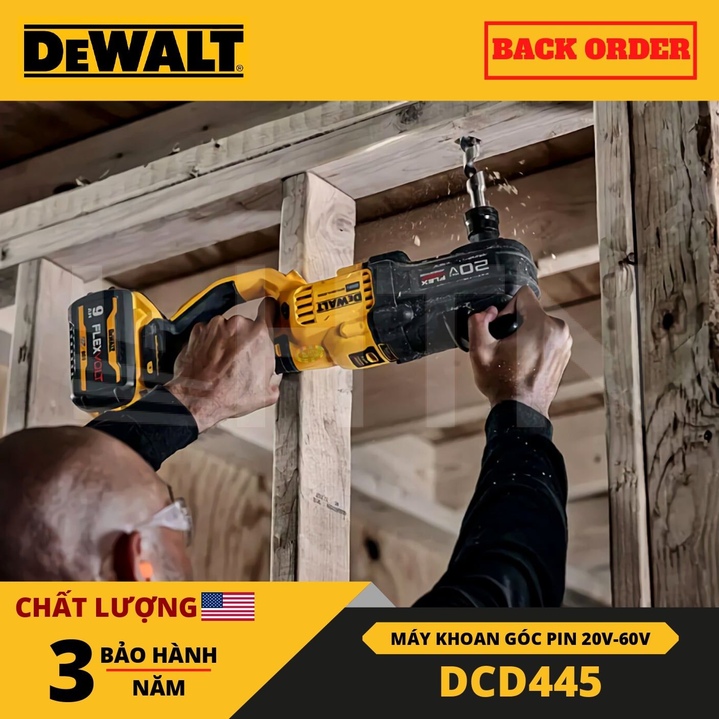 MÁY KHOAN GÓC PIN 20V-60V DEWALT DCD445