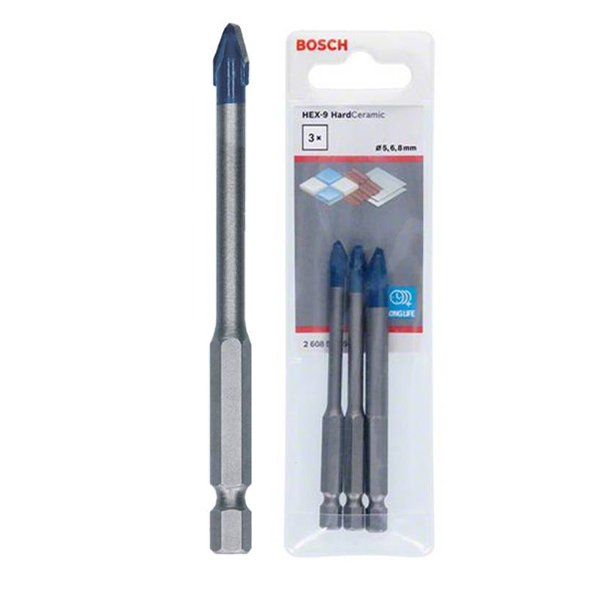 BỘ 3 MŨI KHOAN GẠCH CỨNG HEX-9 BOSCH (5/6/8) 2608900595