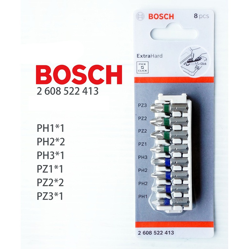 BỘ VẶN VÍT EXTRA HARD 25MM ĐẦU PH, PZ (8 MÓN) BOSCH 2608522413