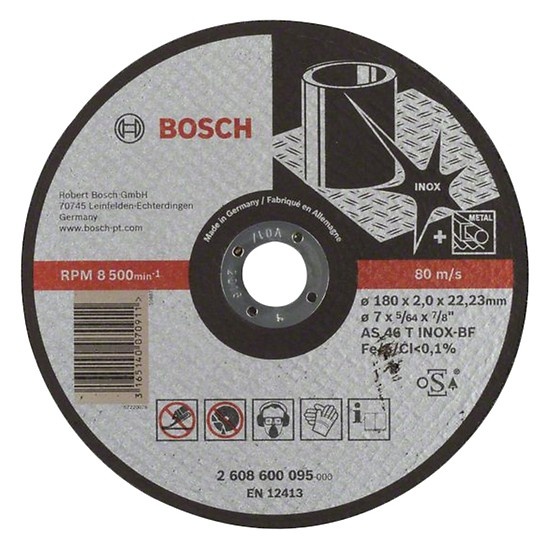 ĐÁ CẮT INOX 180X2X22.2MM BOSCH 2608600095