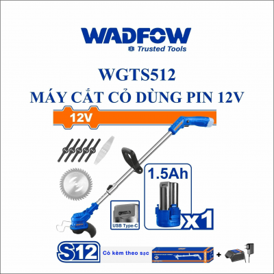 MÁY CẮT CỎ DÙNG PIN LITHIUM-ION 12V (KHÔNG KÈM ĐẦU SẠC) WADFOW WGTS512