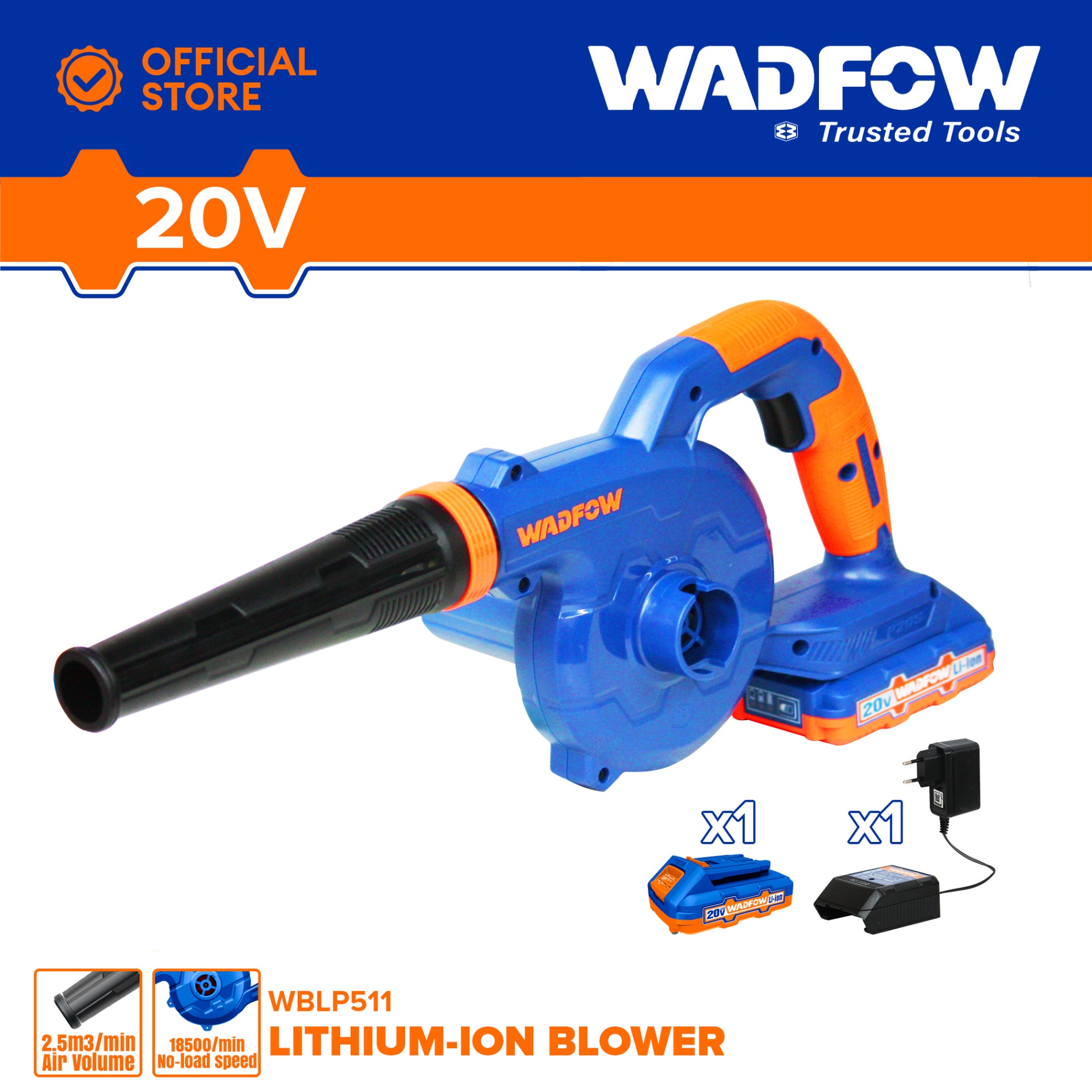 MÁY THỔI BỤI DÙNG PIN LITHIUM-ION 20V WADFOW WBLP511