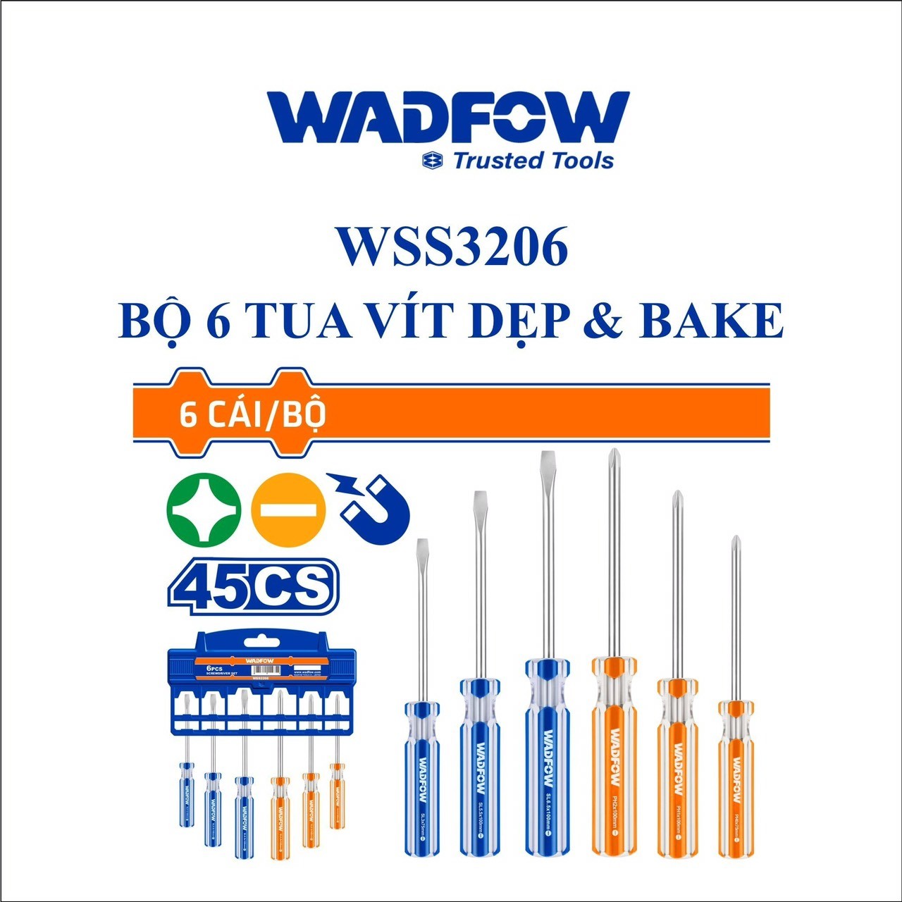 BỘ 6 TUA VÍT DẸP & BAKE WADFOW WSS3206