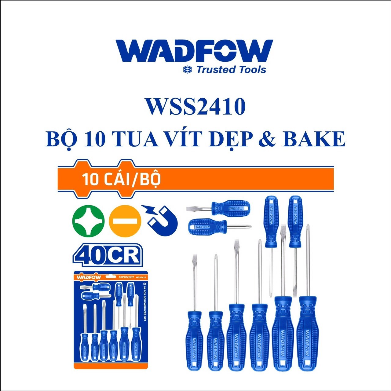 BỘ 10 TUA VÍT DẸP & BAKE WADFOW WSS2410