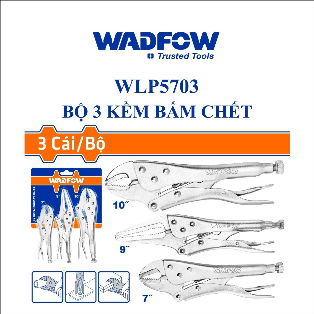 BỘ 3 KỀM BẤM CHẾT WADFOW WLP5703