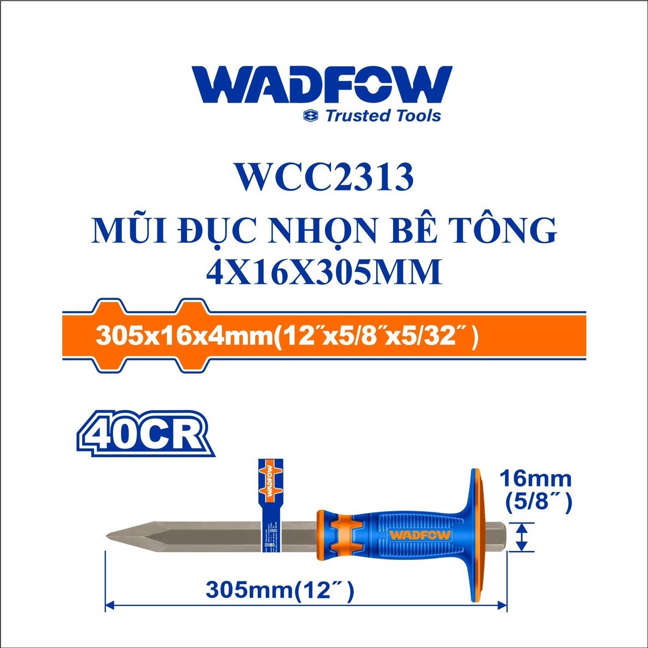 MŨI ĐỤC NHỌN BÊ TÔNG 4X16X305MM WADFOW WCC2313