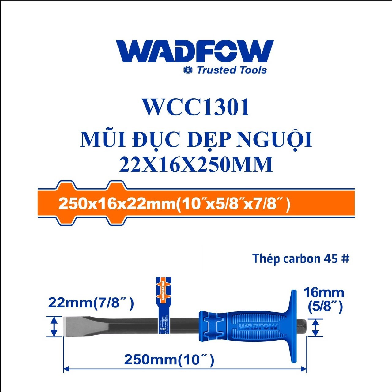 MŨI ĐỤC DẸP NGUỘI 22X16X250MM WADFOW WCC1301