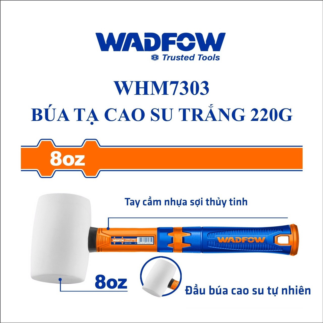 BÚA TẠ CAO SU TRẮNG 220G WADFOW WHM7303