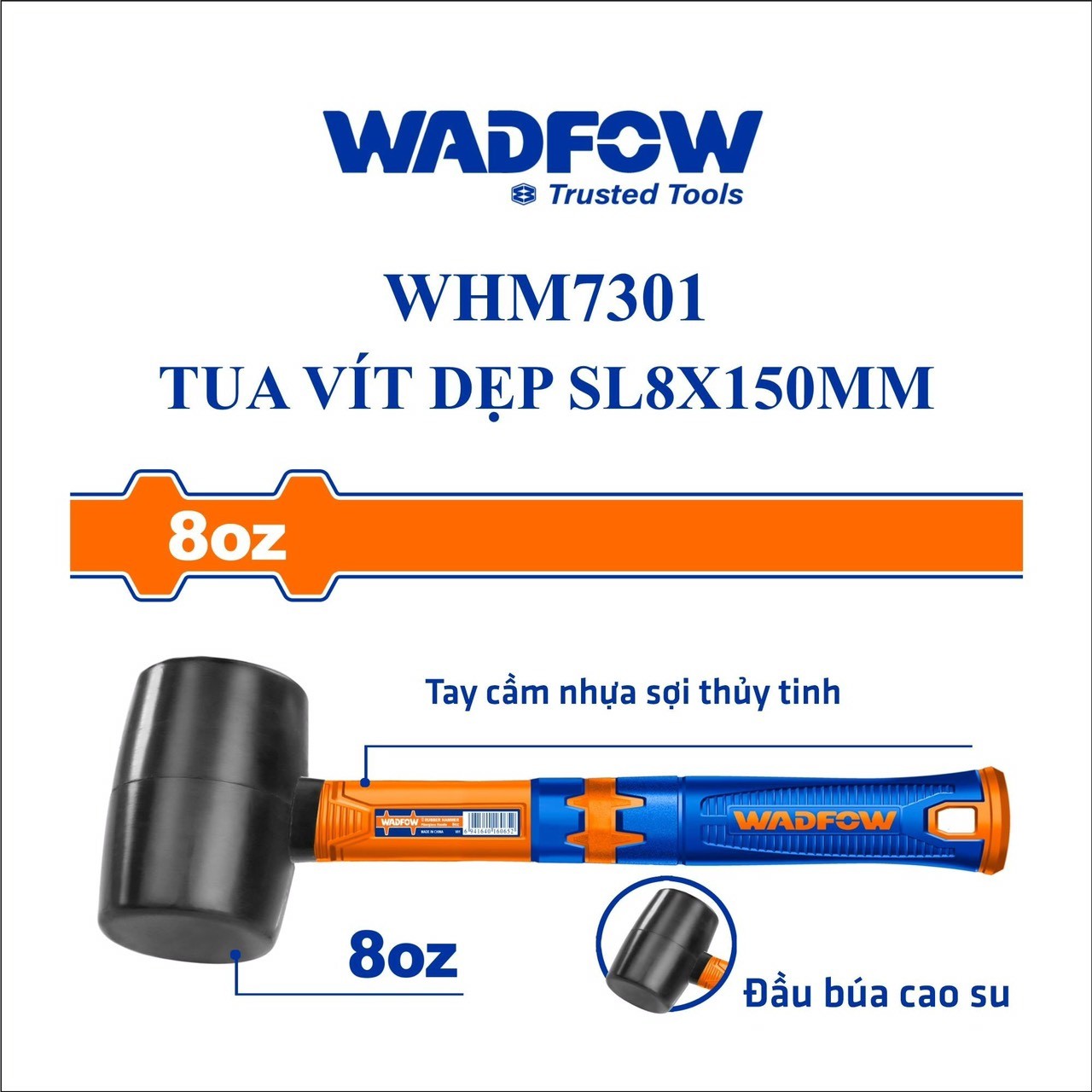 BÚA TẠ CAO SU ĐEN 220G WADFOW WHM7301