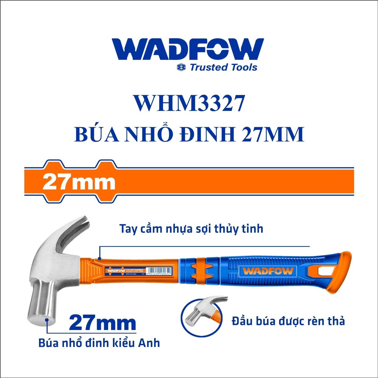 BÚA NHỔ ĐINH 27MM WADFOW WHM3327