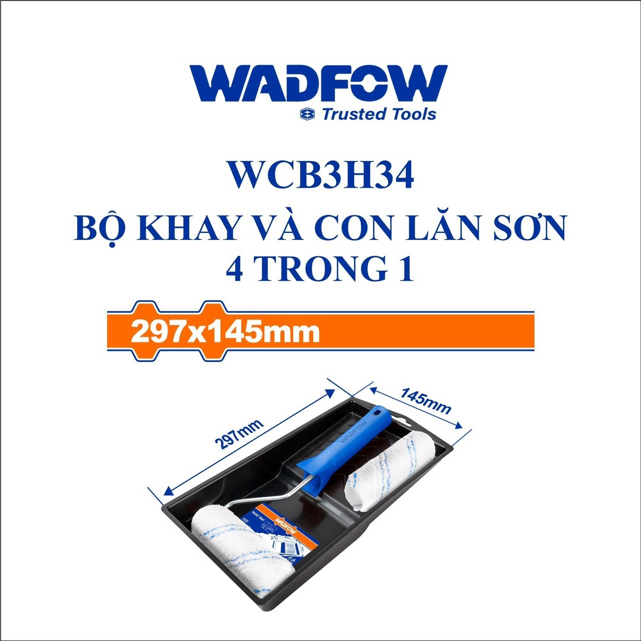 BỘ KHAY VÀ CON LĂN SƠN 4 TRONG 1 WADFOW WCB3H34