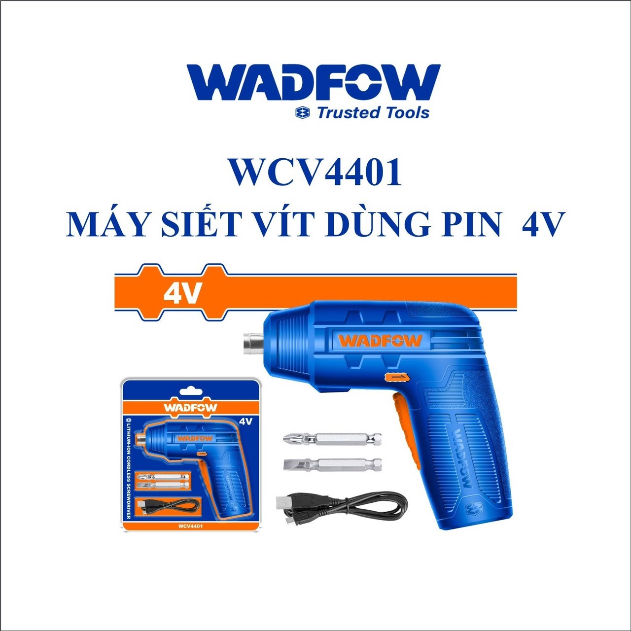 MÁY SIẾT VÍT DÙNG PIN LITHIUM-ION 4V WADFOW WCV4401