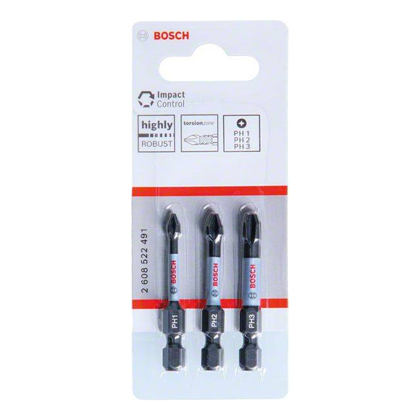 BỘ 3 ĐẦU VẶN VÍT IMPACT CONTROL 50MM (PH1, PH2, PH3) BOSCH 2608522491