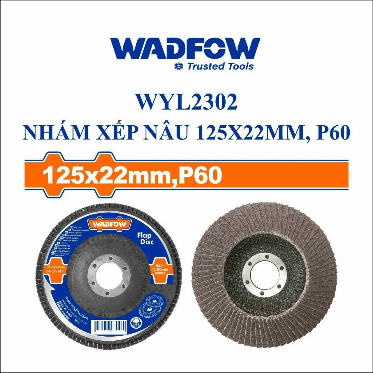 NHÁM XẾP NÂU 125X22MM, P60 WADFOW WYL2302