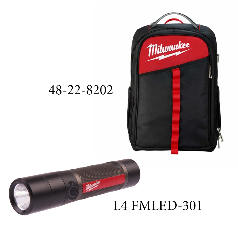 COMBO 3 - COMBO BALO MILWAUKEE 48-22-8202 + ĐÈN PIN CẦM TAY L4 FMLED-301