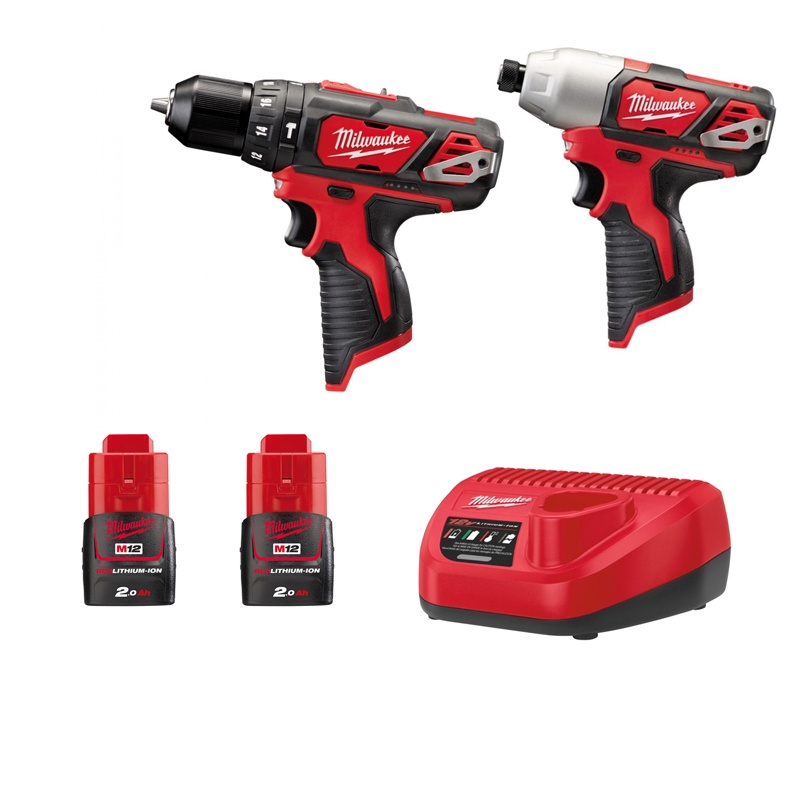 NEW ENTRY 1 - COMBO MÁY KHOAN VÀ VẶN VÍT 12V MILWAUKEE M12 BPD-0 & M12 BID-0 (Có than)